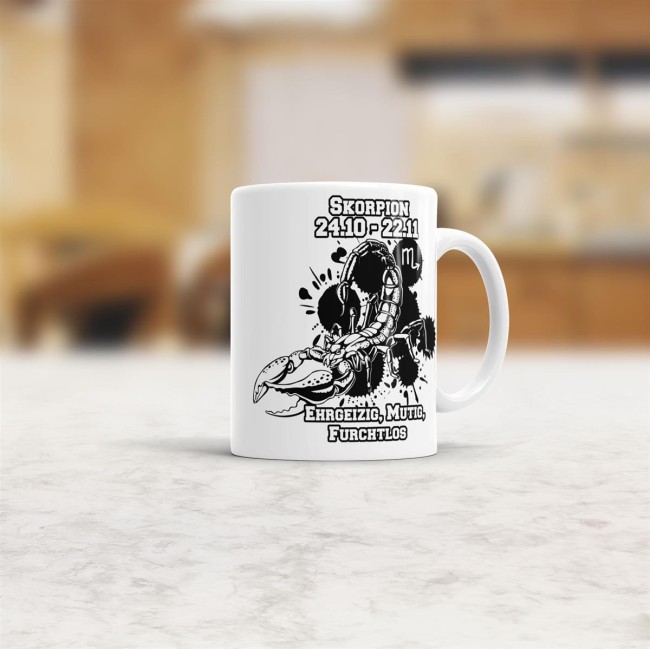 Sternzeichen-Tasse - Sternzeichen Skorpion - Wei&szlig;