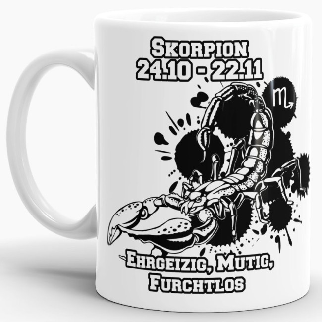 Sternzeichen-Tasse - Sternzeichen Skorpion - Wei&szlig;