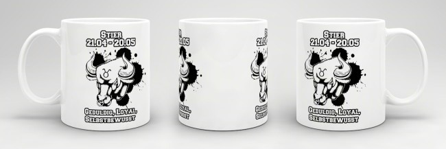 Sternzeichen-Tasse - Sternzeichen Stier - Wei&szlig;