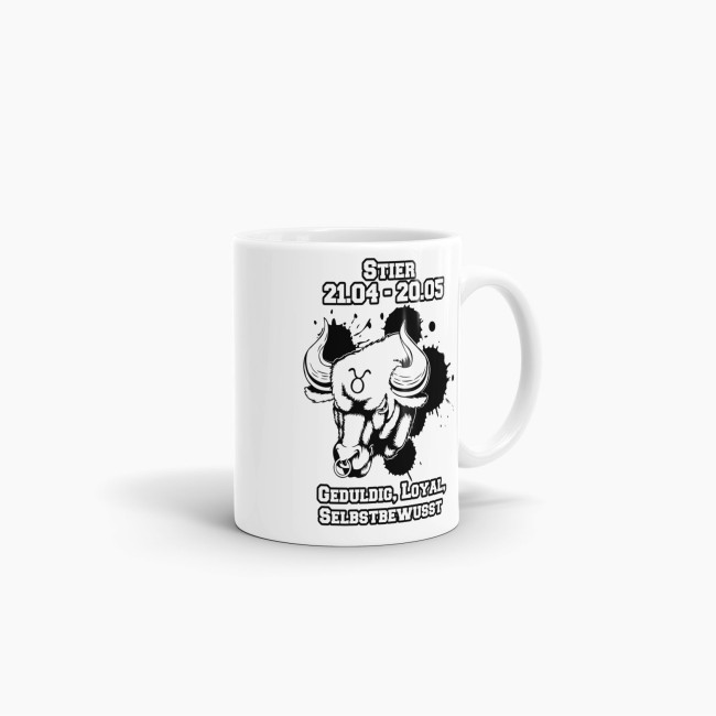 Sternzeichen-Tasse - Sternzeichen Stier - Wei&szlig;