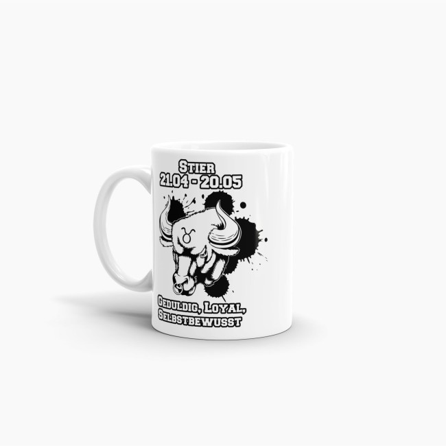 Sternzeichen-Tasse - Sternzeichen Stier - Wei&szlig;