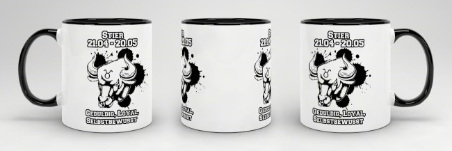 Sternzeichen-Tasse - Sternzeichen Stier - Schwarz