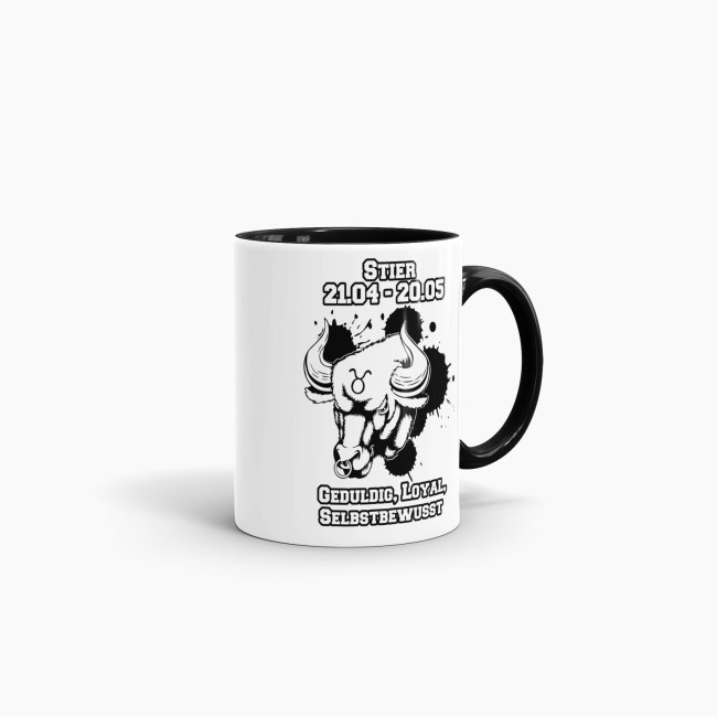 Sternzeichen-Tasse - Sternzeichen Stier - Schwarz