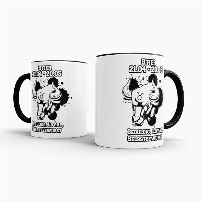 Sternzeichen-Tasse - Sternzeichen Stier - Schwarz