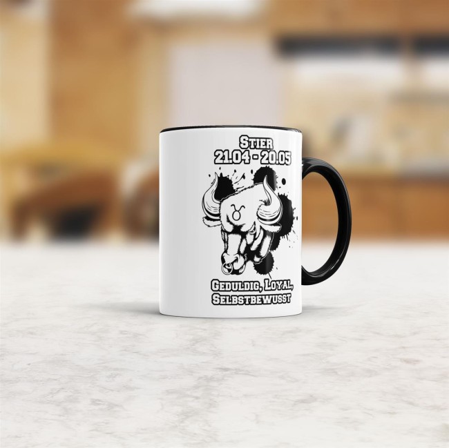Sternzeichen-Tasse - Sternzeichen Stier - Schwarz