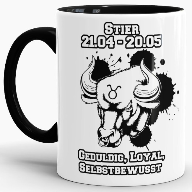 Sternzeichen-Tasse - Sternzeichen Stier - Schwarz