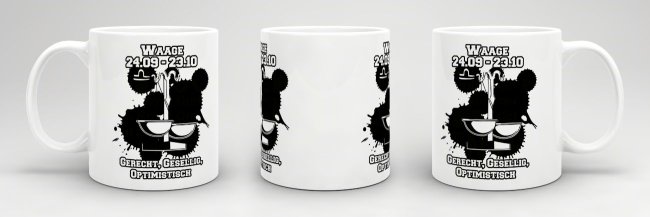 Sternzeichen-Tasse - Sternzeichen Waage - Wei&szlig;