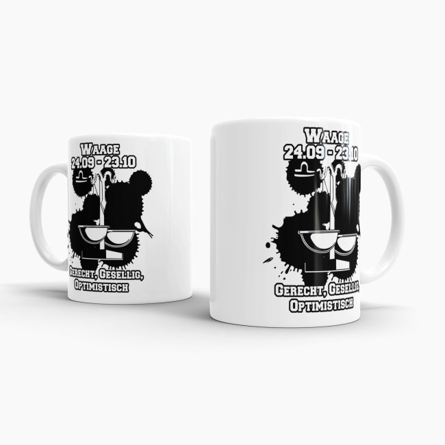 Sternzeichen-Tasse - Sternzeichen Waage - Wei&szlig;