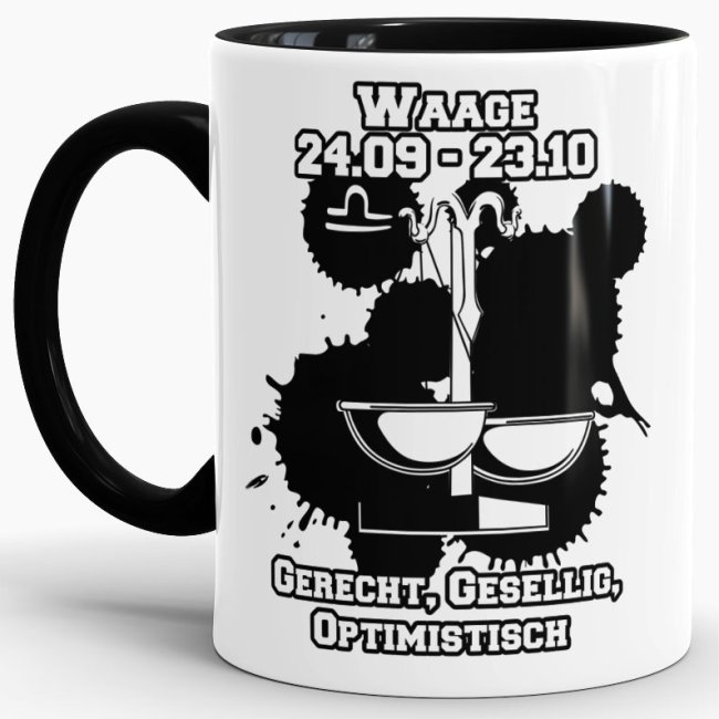 Sternzeichen-Tasse - Sternzeichen Waage - Schwarz