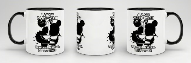 Sternzeichen-Tasse - Sternzeichen Waage - Schwarz