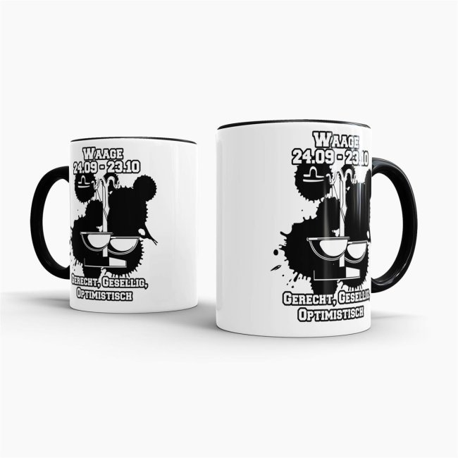 Sternzeichen-Tasse - Sternzeichen Waage - Schwarz
