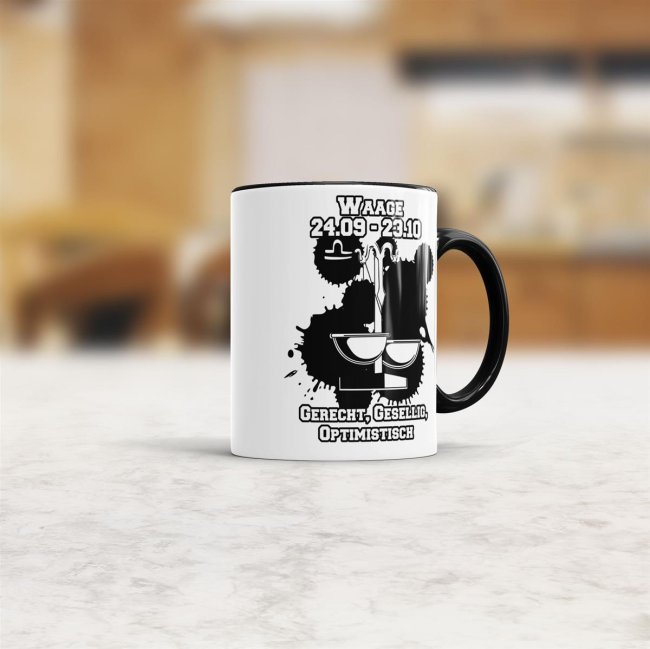 Sternzeichen-Tasse - Sternzeichen Waage - Schwarz