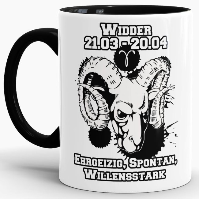 Sternzeichen-Tasse - Sternzeichen Widder - Schwarz