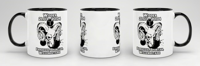 Sternzeichen-Tasse - Sternzeichen Widder - Schwarz