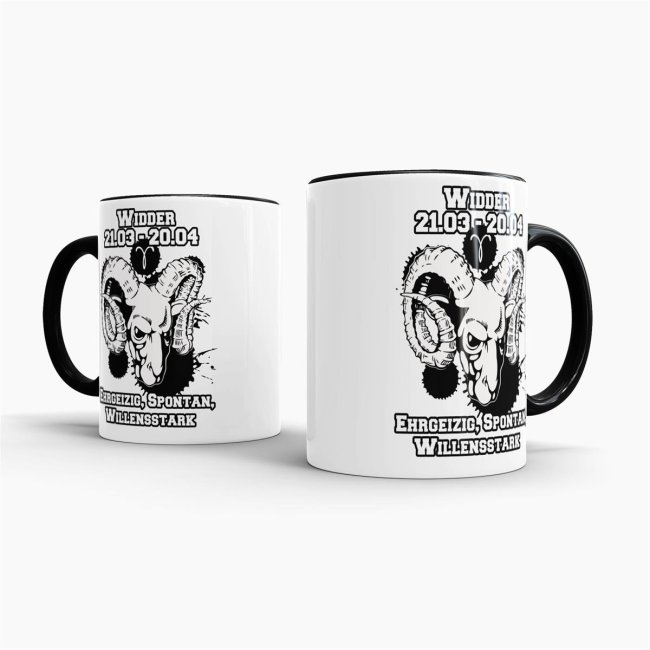 Sternzeichen-Tasse - Sternzeichen Widder - Schwarz