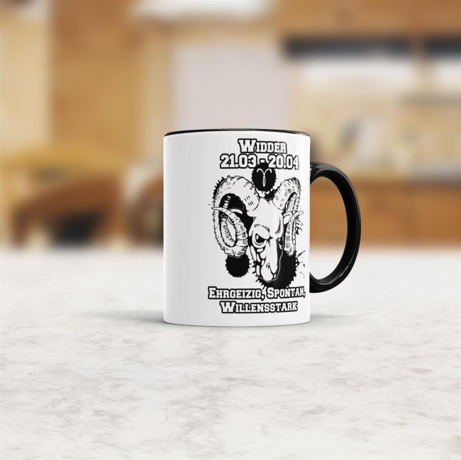 Sternzeichen-Tasse - Sternzeichen Widder - Schwarz