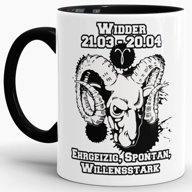 Sternzeichen-Tasse - Sternzeichen Widder - Schwarz