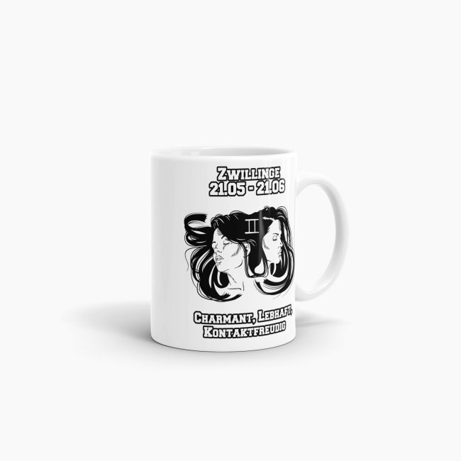 Sternzeichen-Tasse - Sternzeichen Zwillinge - Wei&szlig;