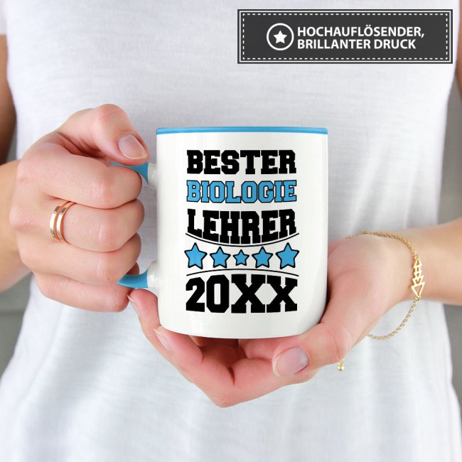 Tasse Bester Biologie-Lehrer Hellblau