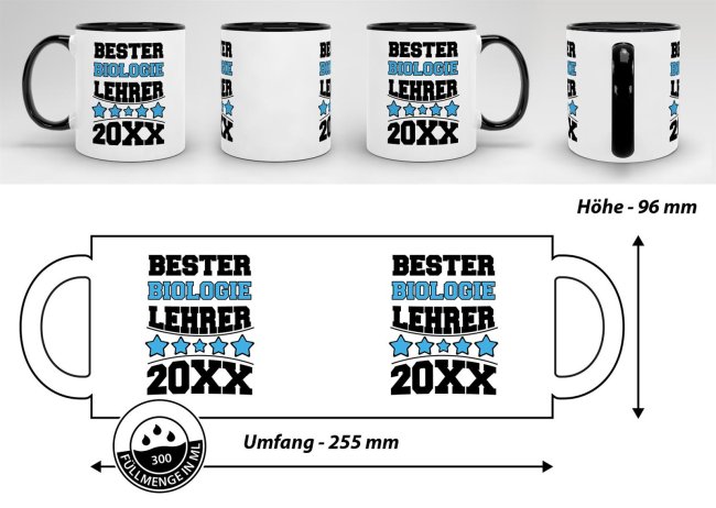 Tasse Bester Biologie-Lehrer Schwarz