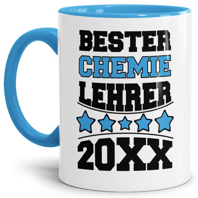Tasse Bester Chemie-Lehrer Hellblau