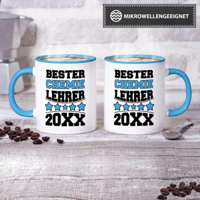 Tasse Bester Chemie-Lehrer Hellblau