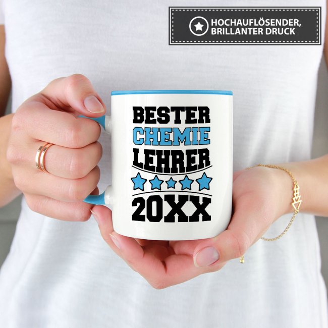 Tasse Bester Chemie-Lehrer Hellblau