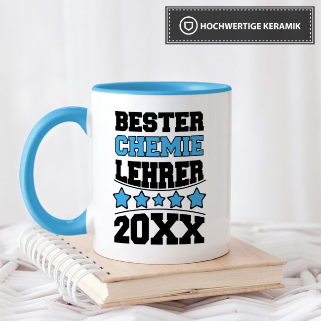 Tasse Bester Chemie-Lehrer Hellblau