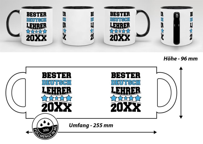 Tasse Bester Deutsch-Lehrer Schwarz