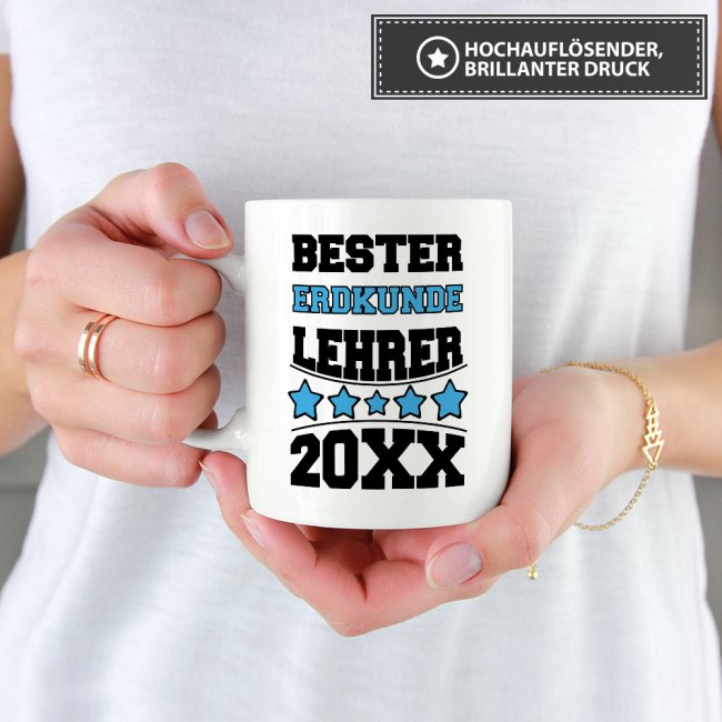 Tasse Bester Erdkunde-Lehrer Weiss