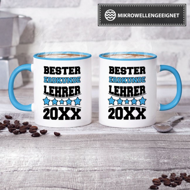 Tasse Bester Erdkunde-Lehrer Hellblau