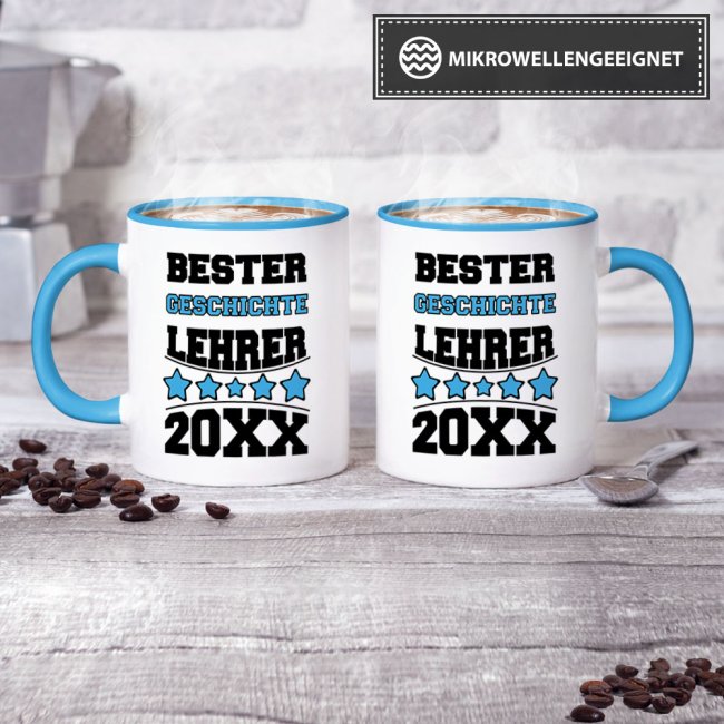 Tasse Bester Geschichte-Lehrer Hellblau