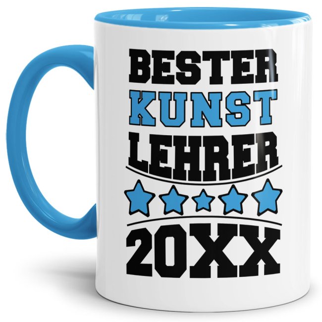 Tasse Bester Kunst-Lehrer Hellblau