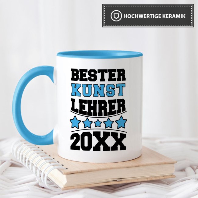 Tasse Bester Kunst-Lehrer Hellblau