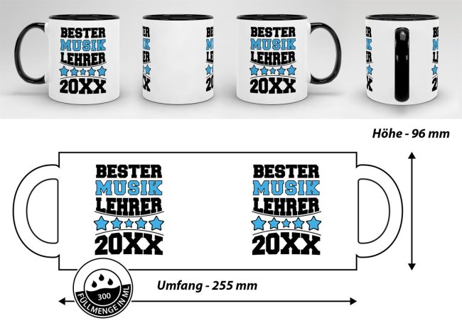 Tasse Bester Musik-Lehrer Schwarz