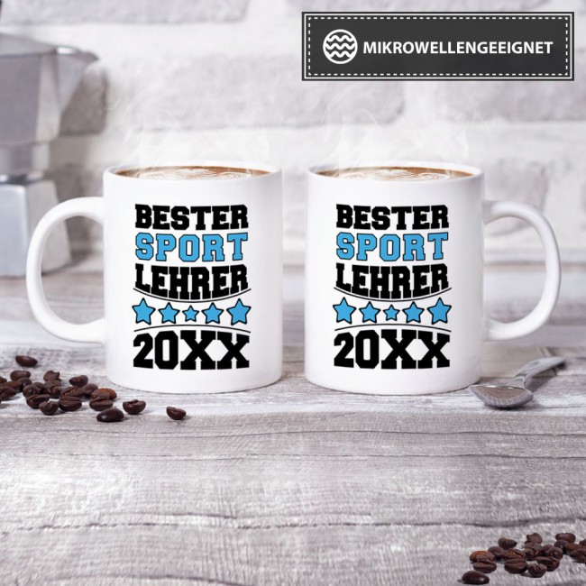 Tasse Bester Sport-Lehrer Weiss