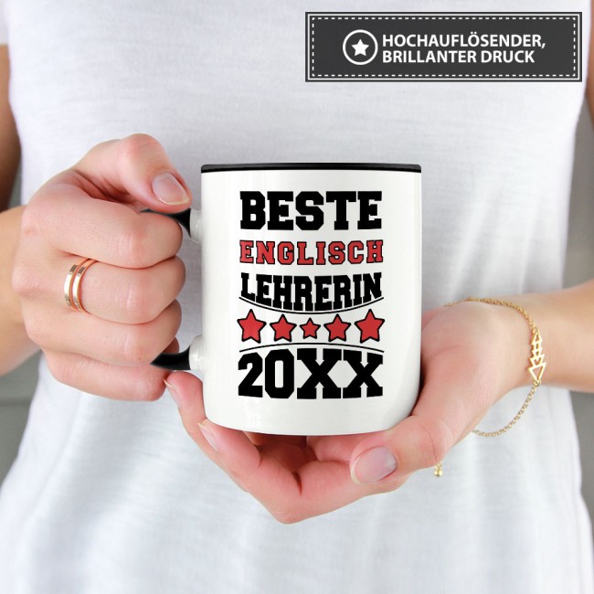 Tasse Beste Englisch-Lehrerin Schwarz