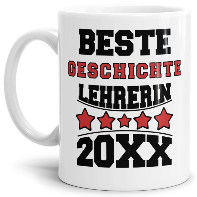 Tasse Beste Geschichte-Lehrerin Weiss