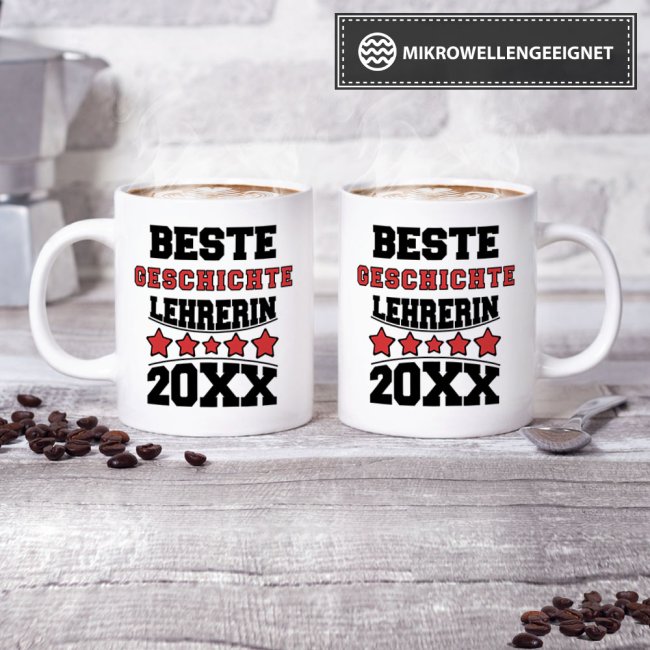 Tasse Beste Geschichte-Lehrerin Weiss