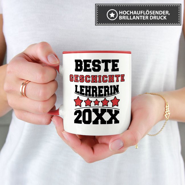 Tasse Beste Geschichte-Lehrerin Rot
