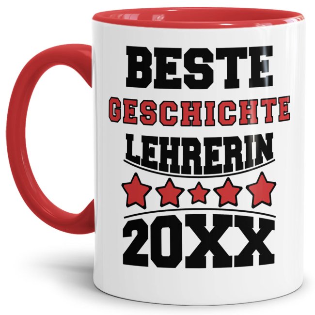 Tasse Beste Geschichte-Lehrerin Rot
