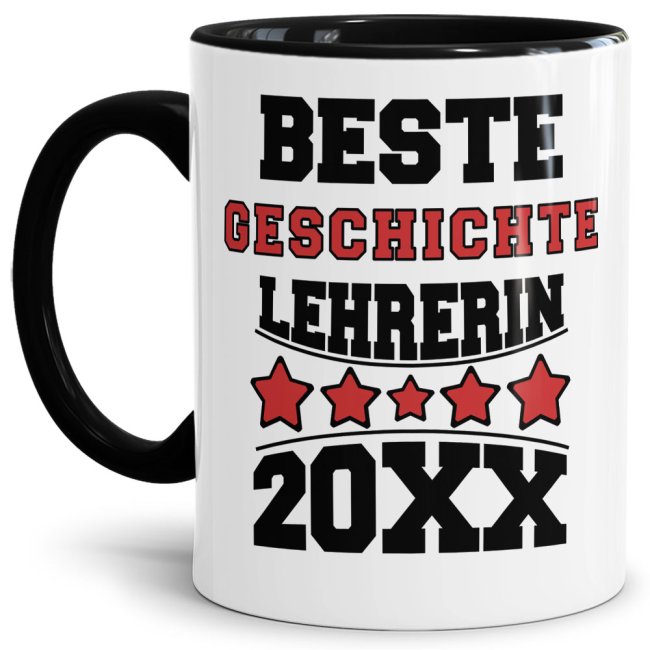 Tasse Beste Geschichte-Lehrerin Schwarz