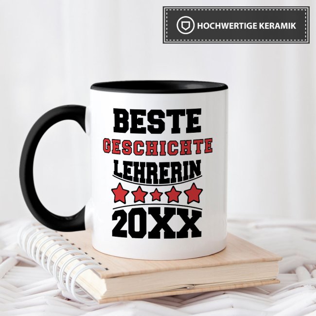Tasse Beste Geschichte-Lehrerin Schwarz