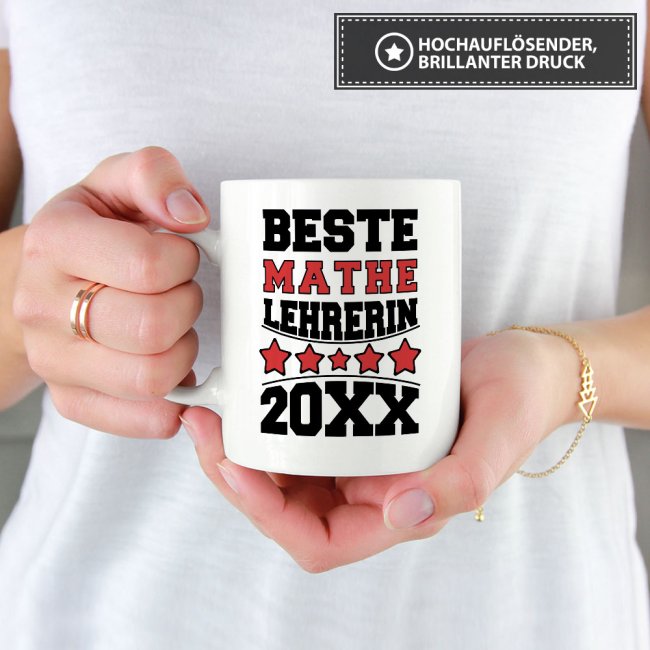 Tasse Beste Mathe-Lehrerin Weiss