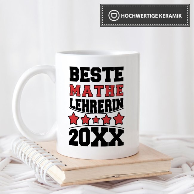 Tasse Beste Mathe-Lehrerin Weiss