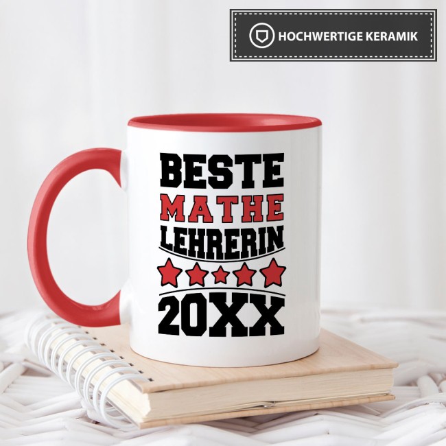 Tasse Beste Mathe-Lehrerin Rot