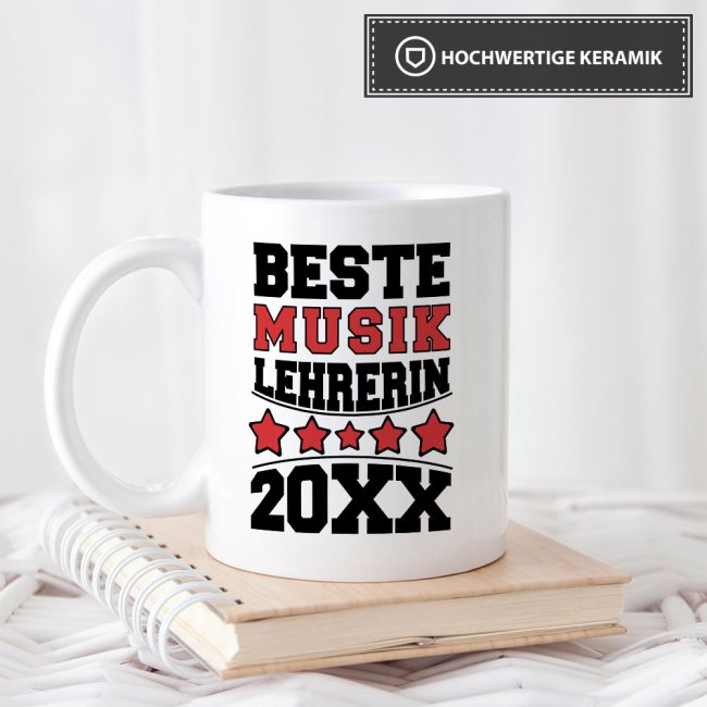 Tasse Beste Musik-Lehrerin Weiss