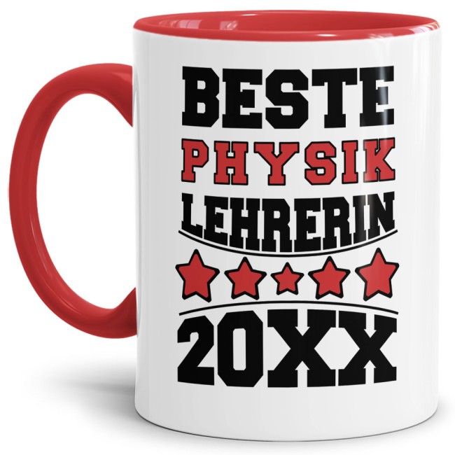Tasse Beste Physik-Lehrerin Rot
