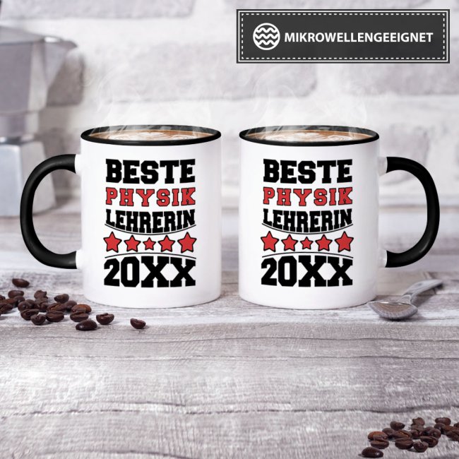Tasse Beste Physik-Lehrerin Schwarz