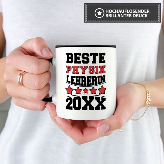 Tasse Beste Physik-Lehrerin Schwarz